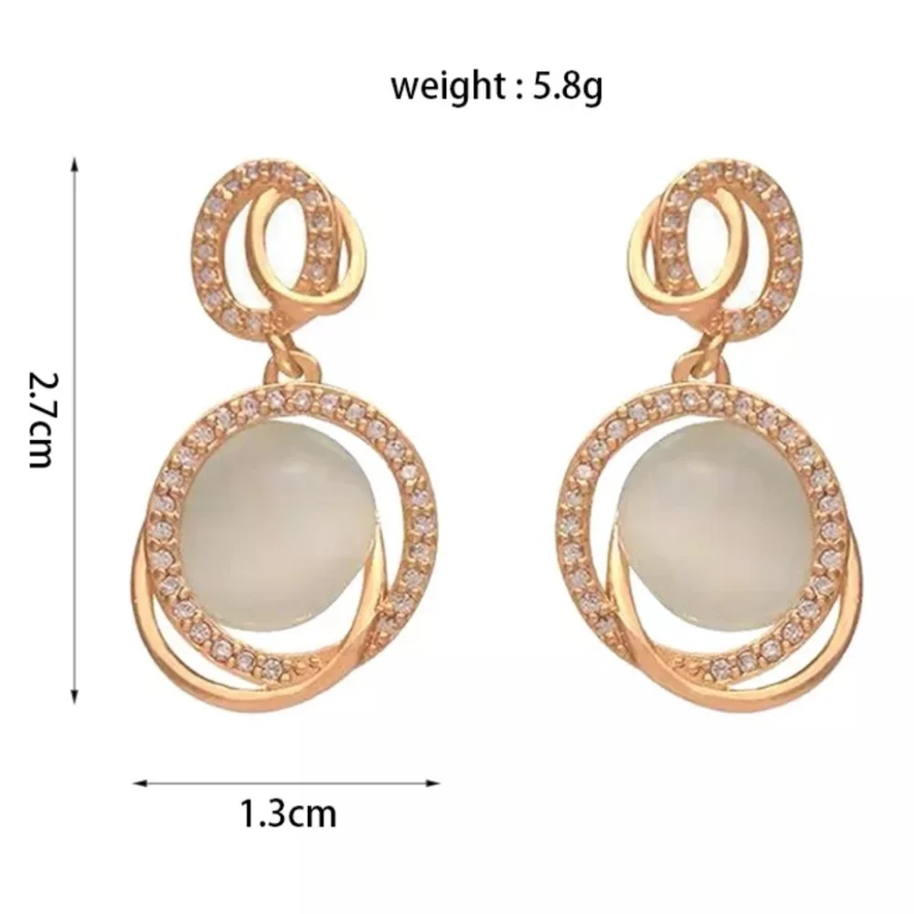 Goldtone Rhinestone Round Dangle Earrings - Picture 4 of 6